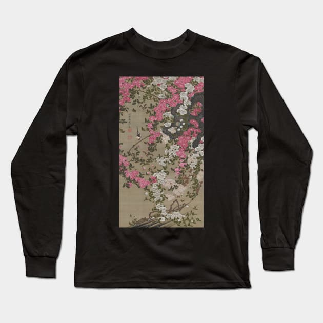 Ito Jakuchu: Roses and Small Bird (Bara Shokin-zu) Long Sleeve T-Shirt by topower